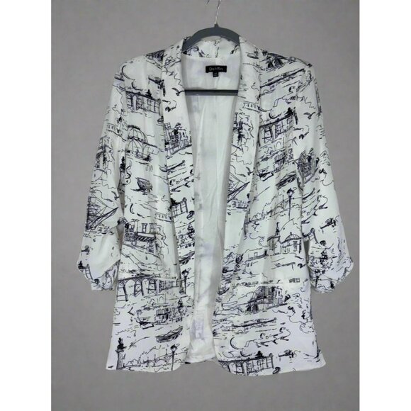 Whimsical Sketch Lightweight 3/4 Sleeve Blazer - Picture 1 of 3